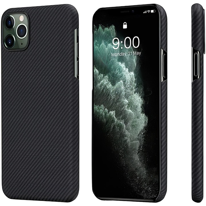 Капак за Apple iPhone 11 Pro Max, Pitaka, Air Twill, черен KI1101MA