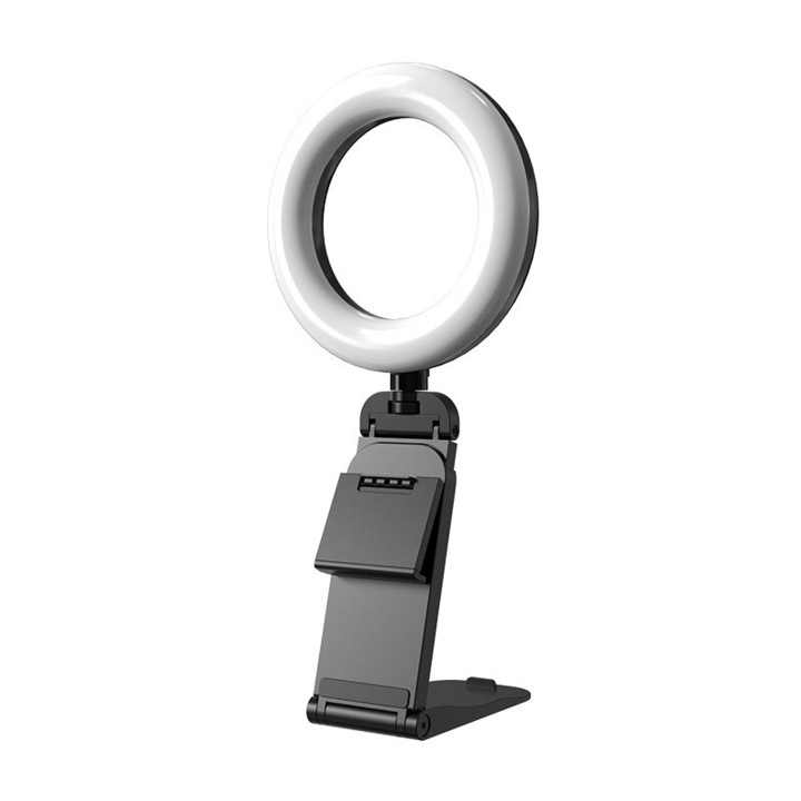 Кръгла лампа Ring Light, YWX, 5 режима на светене, 10 стъпки за настройка, Ring Light, диаметър 127 mm, ABS, бяла