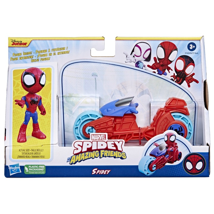 Комплект мотоциклет и фигурка Marvel Spidey and his Amazing Friends - Spidey, 10 см