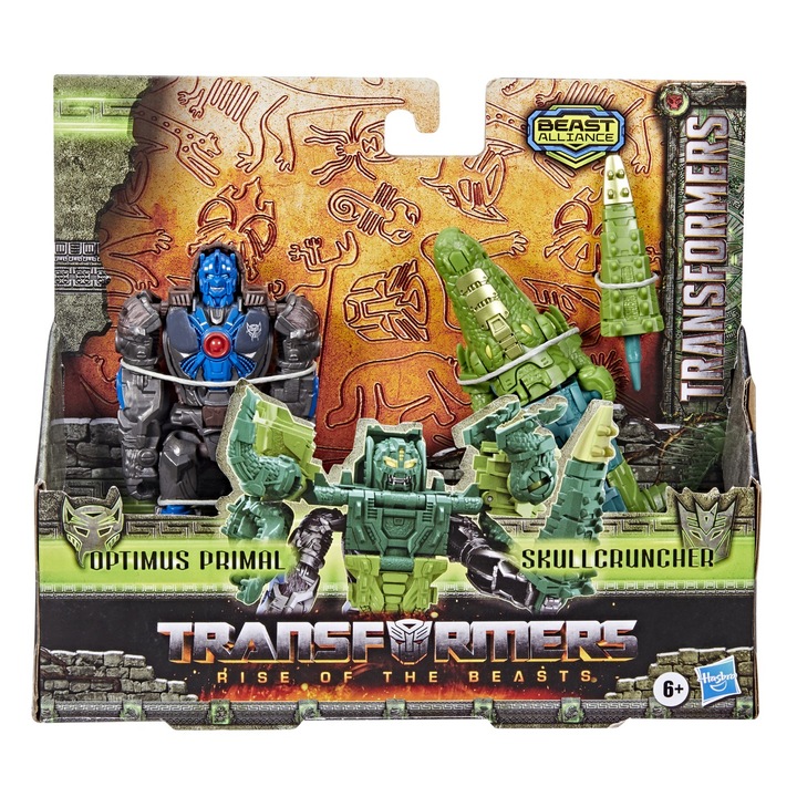 Set 2 figurine Transformers Beast Alliance - Optimus Primal si Skullcruncher, 13 cm