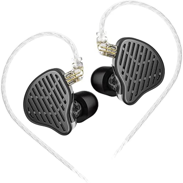 Планарни слушалки KZ X HBB PR2, HIFI шумопотискане, 13,2 мм магнитен драйвер, монитор за поставяне в ухото, HiFi, бас, HD микрофон, щепсел от пяна, Черен