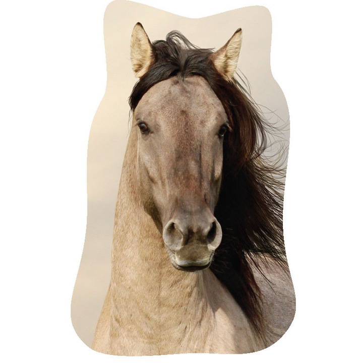 Възглавница с форма на кон, Carbotex, Микрофибър\Силиконов пух, 38x23x7 см, Многоцветна