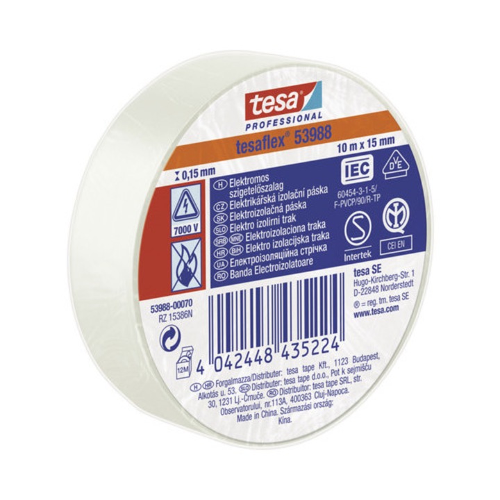 Тиксо, бяло, електроизолационно, 10м/15мм