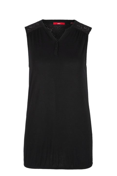 Bluza dama, S. Oliver, Viscoza, Fara maneci, Negru, 44 EU