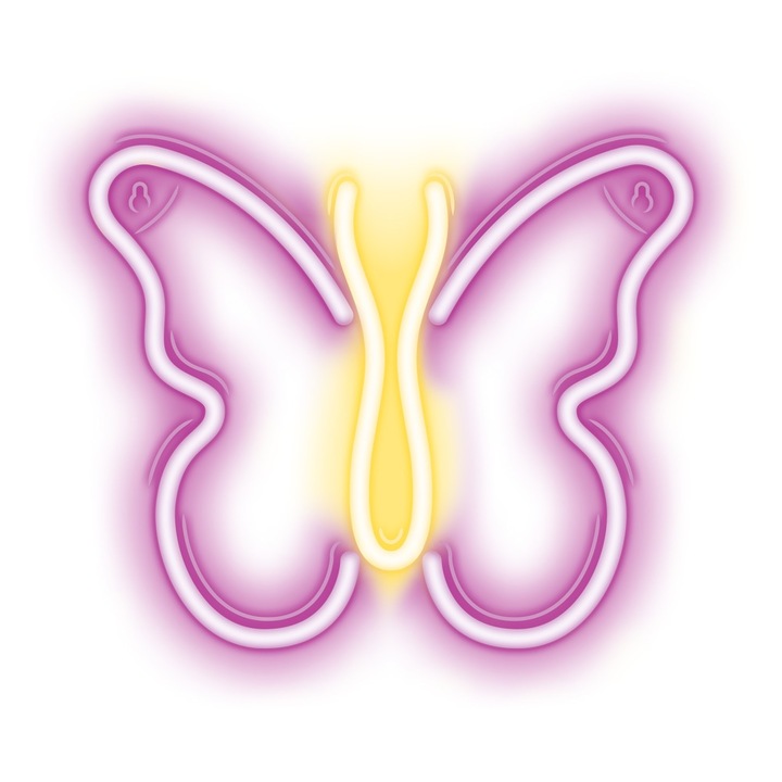Neon decorativ LED Forever Light Neolia NNE03, model Butterfly, USB, Roz/Alb