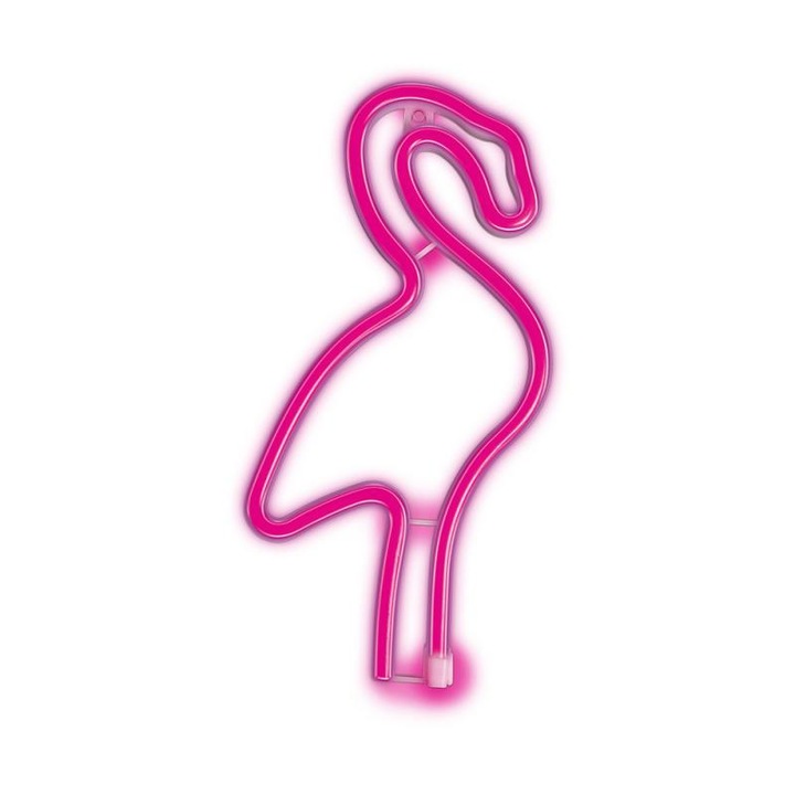 Неонова декоративна LED Forever Light FLNE18, модел Flamingo, батерии и USB, розов