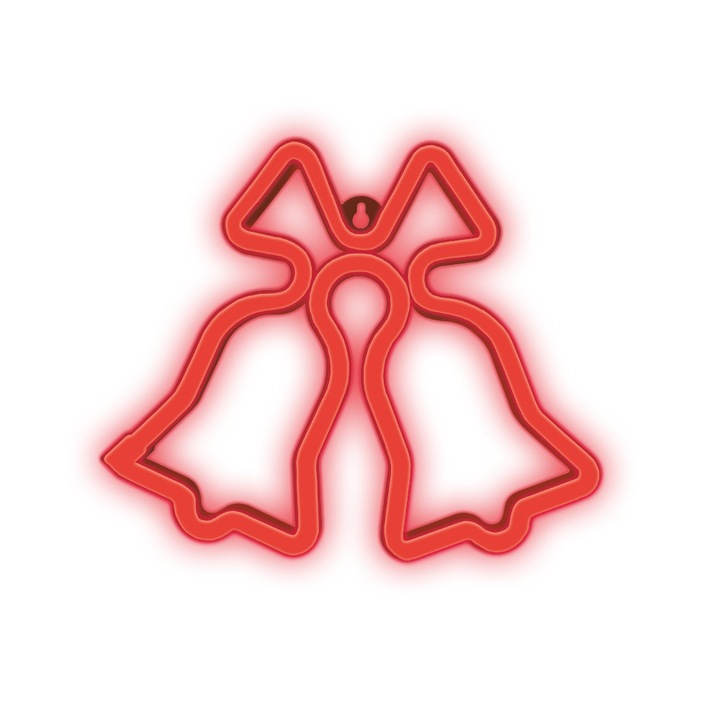 Neon decorativ LED Forever Light FLNE17, model Christmas Bells, Baterii si USB, Rosu