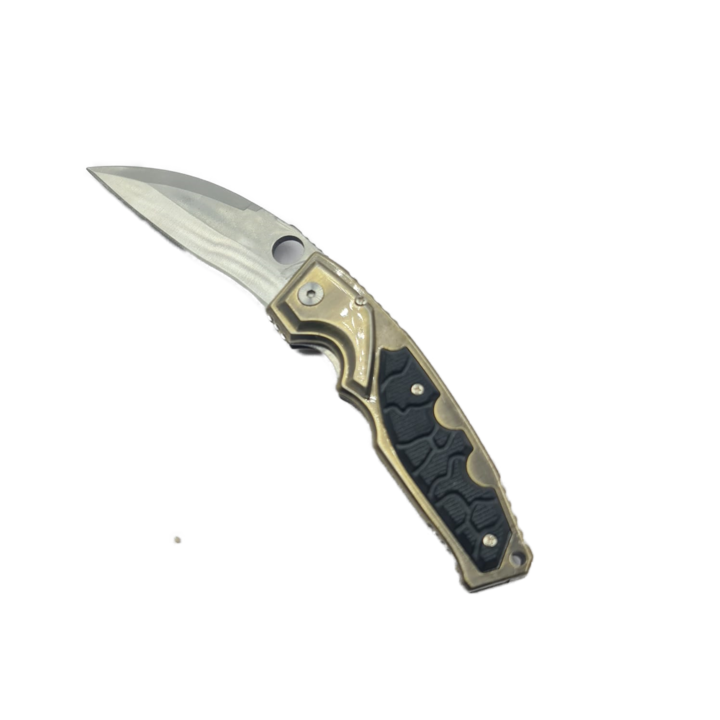 Cutit cu Deschidere Manuala, Model Curbat, Maner Anti Alunecare, Agatatoare, 20 cm, Auriu, Dalimag