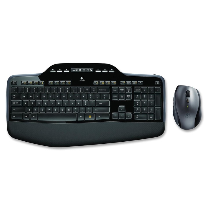 Безжична клавиатура+мишка, LOGITECH, DPI, Черен