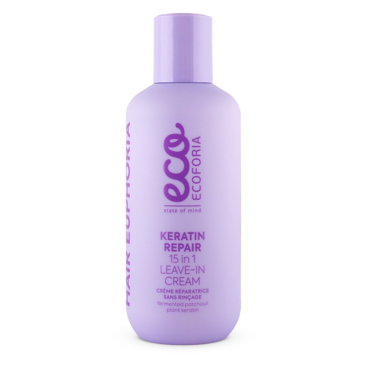 Crema 15 in 1 pentru refacerea parului Ecoforia Keratin, 200 ml