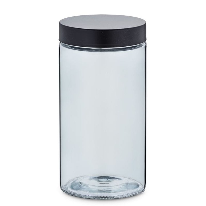 Кухненски контейнер, Kela, Стъкло/Неръждаема стомана, 1.7L, 11x22 см, Черен