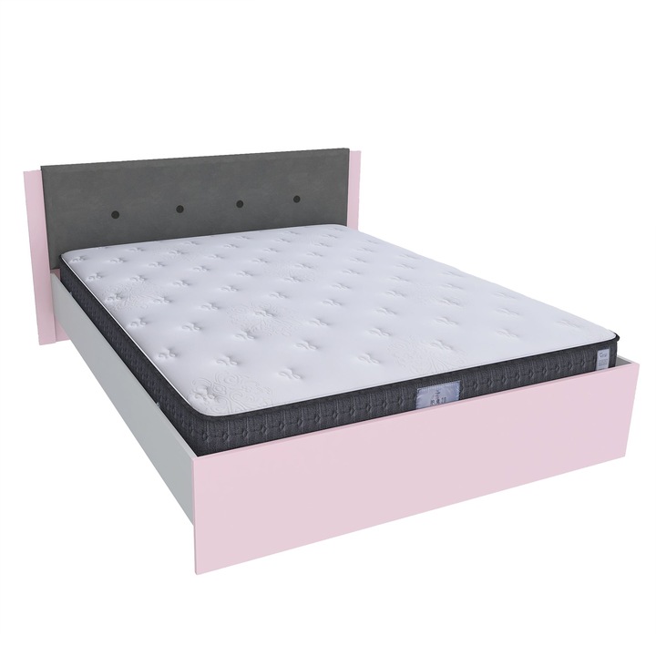 Pat dublu JUMBO 140x200, Carcasa PAL Gri piatra, Fete PAL Marshmallow, Tablie Tapitata