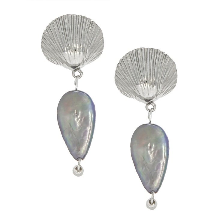 Cercei Argint Perla Gri