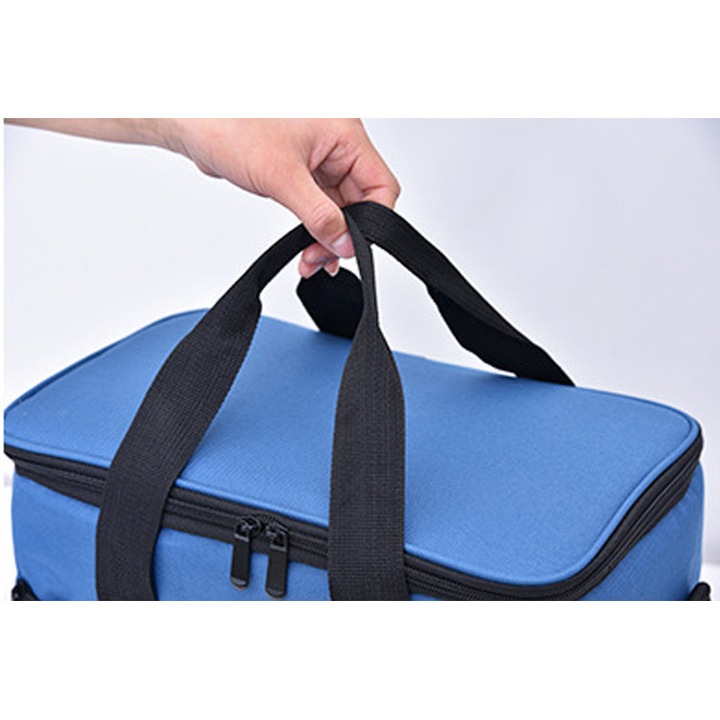 Geanta termoizolanta pentru picnic sau plaja, TECOS, capacitate 16l, cu bareta de umar, pentru mancare sau bautura, culoare Albastra