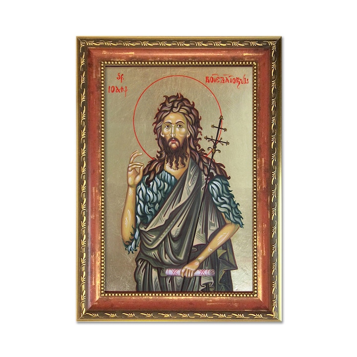 Tablou Decorativ cu Rama tip Icoana Sfantul Ioan Botezatorul, 27 x 37 cm