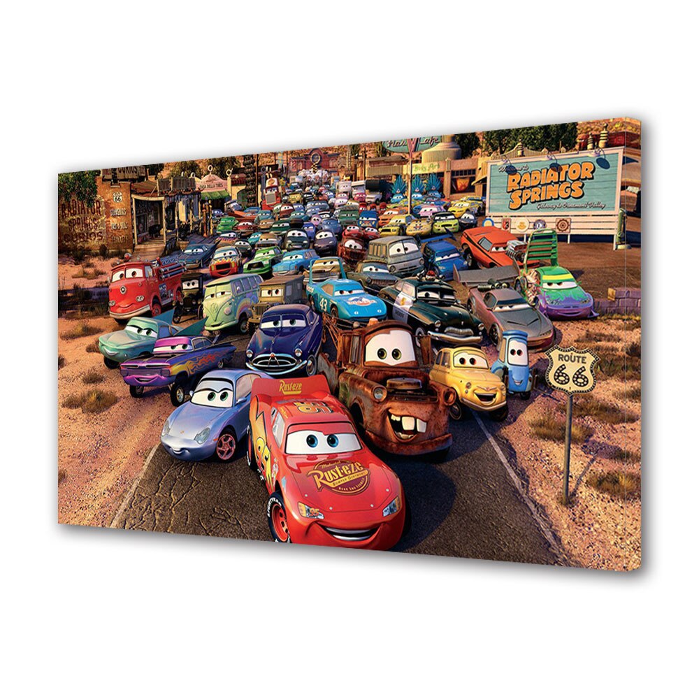 Tablou Canvas Luminos in intuneric VarioView Fosforescent Moonlight GLOW Animatie pentru copii Route 66 Cars , 70 x 100 cm