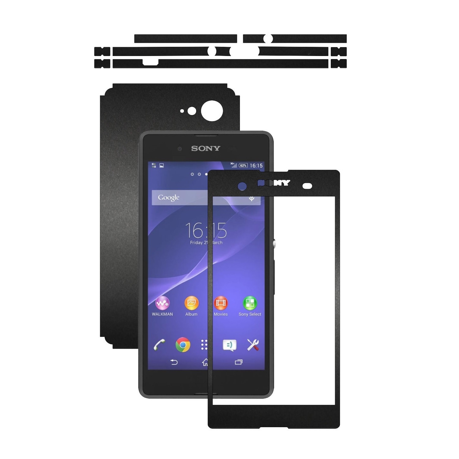 Folie de protectie Carbon Skinz, Husa de tip Skin Adeziv pentru Carcasa, Negru Mat dedicata Sony Xperia E3