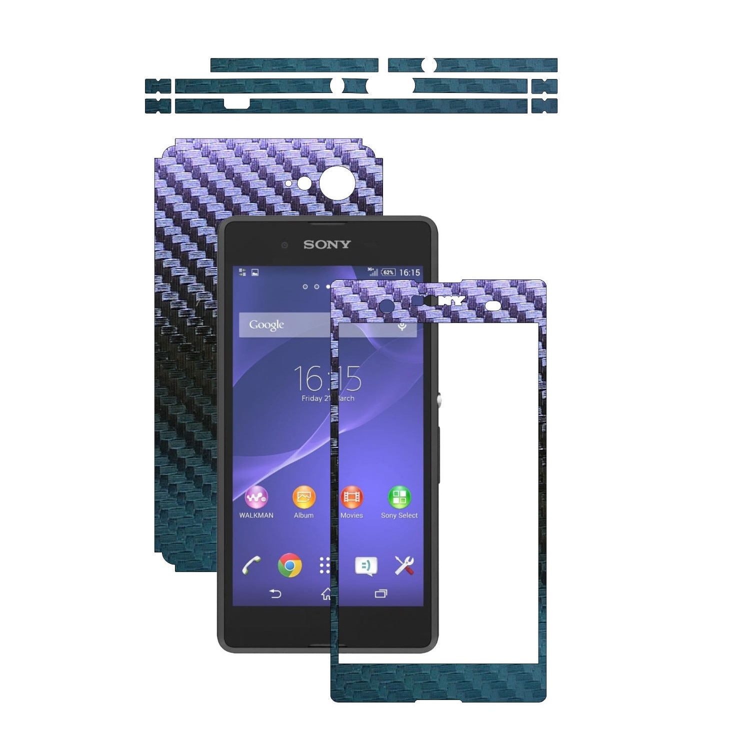 Folie de protectie Carbon Skinz, Husa de tip Skin Adeziv pentru Carcasa, Carbon Cameleon dedicata Sony Xperia E3