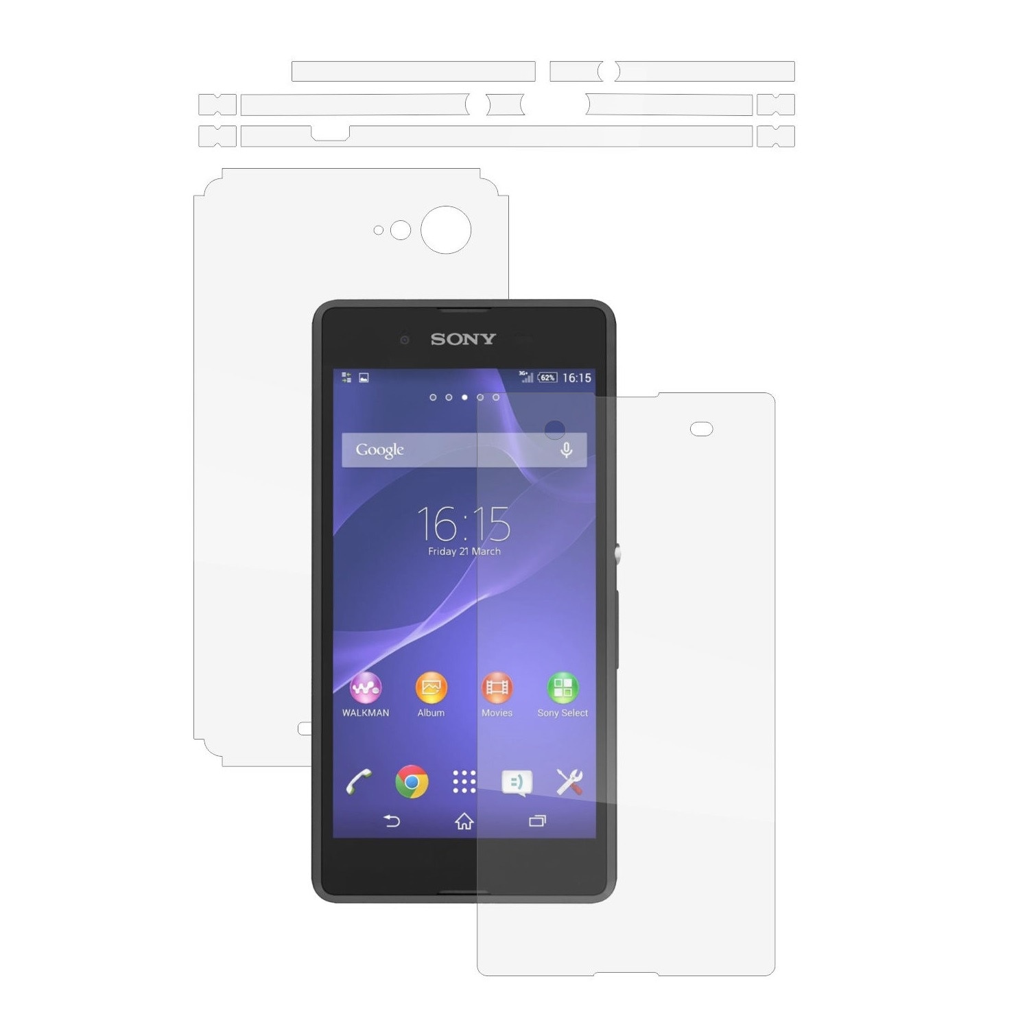 Folie Protectie Full Body Invisible Skinz Ultra-Clear AutoRegeneranta, Husa Transparenta de tip Skin Adeziv pentru Carcasa si Ecran, dedicata Sony Xperia E3