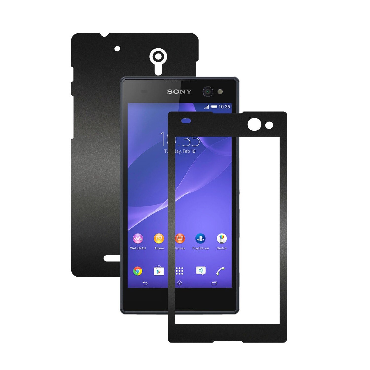 Folie de protectie Carbon Skinz, Husa de tip Skin Adeziv pentru Carcasa, Negru Mat dedicata Sony Xperia C3