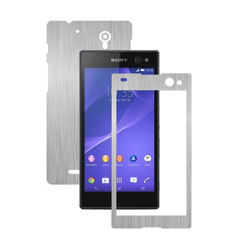 Folie de protectie Carbon Skinz, Husa de tip Skin Adeziv pentru Carcasa, Brushed Argintiu dedicata Sony Xperia C3 Folie de protectie Carbon Skinz, Husa de tip Skin Adeziv pentru Carcasa, Brushed Argintiu dedicata Sony Xperia C3