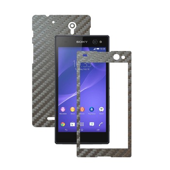 Folie de protectie Carbon Skinz, Husa de tip Skin Adeziv pentru Carcasa, Carbon Gri Argintiu dedicata Sony Xperia C3 Folie de protectie Carbon Skinz, Husa de tip Skin Adeziv pentru Carcasa, Carbon Gri Argintiu dedicata Sony Xperia C3