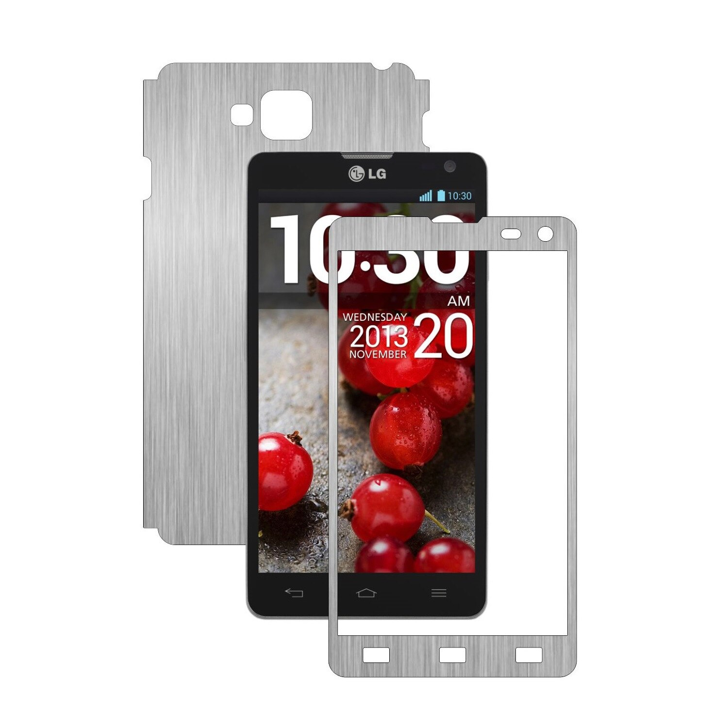 Folie de protectie Carbon Skinz, Husa de tip Skin Adeziv pentru Carcasa, Brushed Argintiu dedicata LG Optimus L9 II