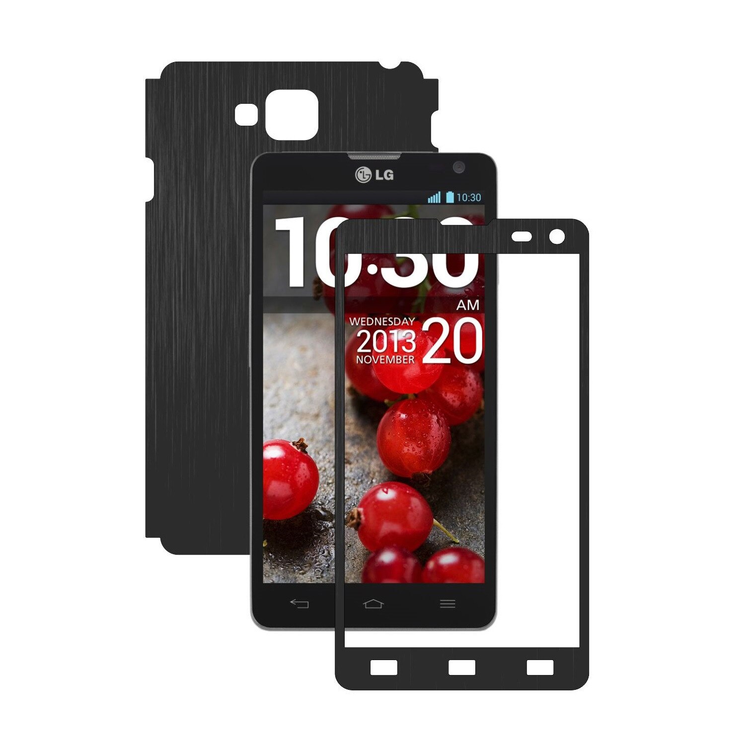 Folie de protectie Carbon Skinz, Husa de tip Skin Adeziv pentru Carcasa, Brushed Negru dedicata LG Optimus L9 II