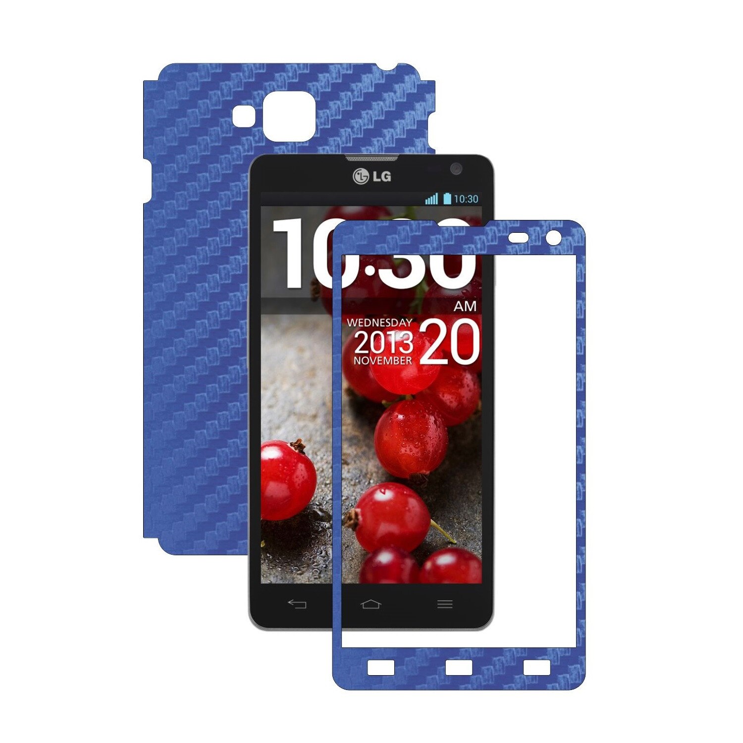 Folie de protectie Carbon Skinz, Husa de tip Skin Adeziv pentru Carcasa, Carbon Albastru dedicata LG Optimus L9 II