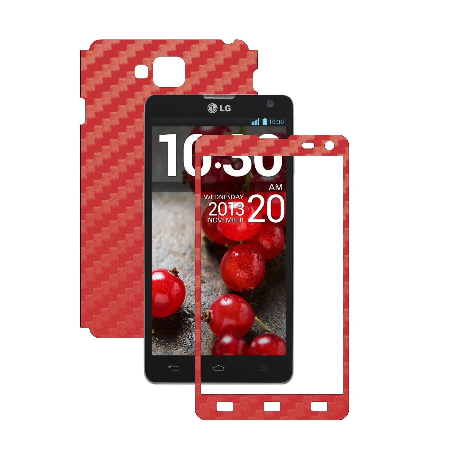 Folie de protectie Carbon Skinz, Husa de tip Skin Adeziv pentru Carcasa, Carbon Rosu dedicata LG Optimus L9 II