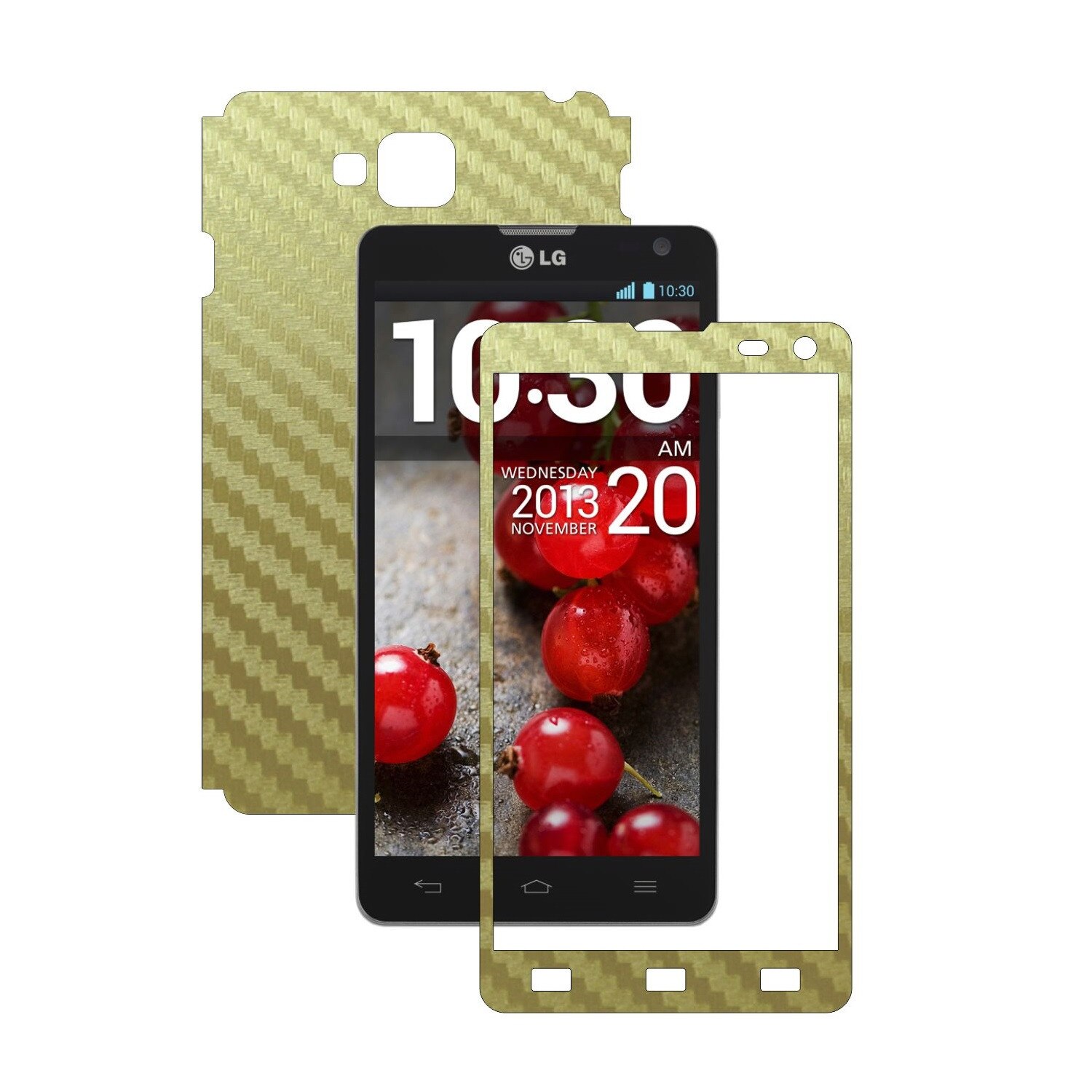 Folie de protectie Carbon Skinz, Husa de tip Skin Adeziv pentru Carcasa, Carbon Auriu dedicata LG Optimus L9 II