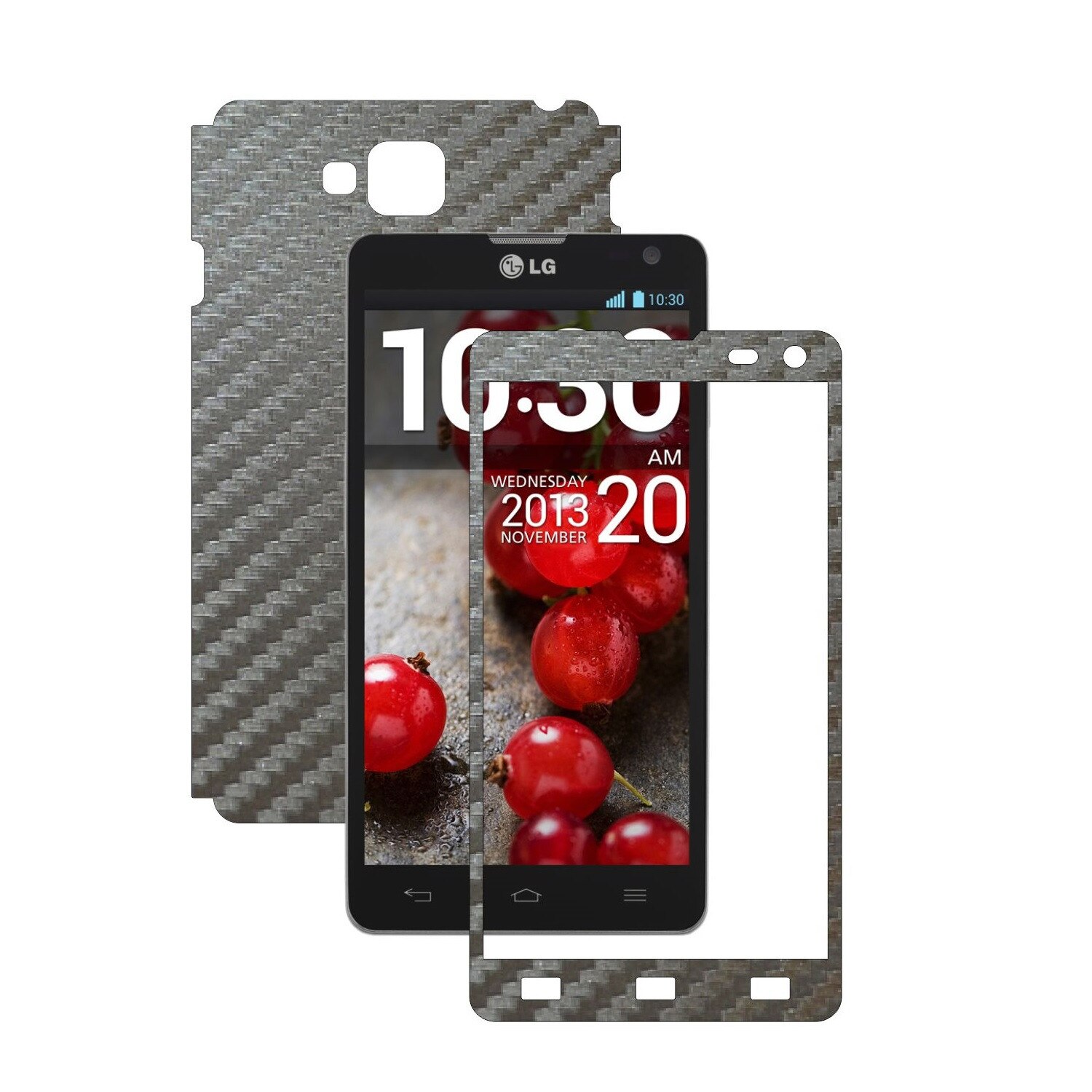 Folie de protectie Carbon Skinz, Husa de tip Skin Adeziv pentru Carcasa, Carbon Gri Argintiu dedicata LG Optimus L9 II