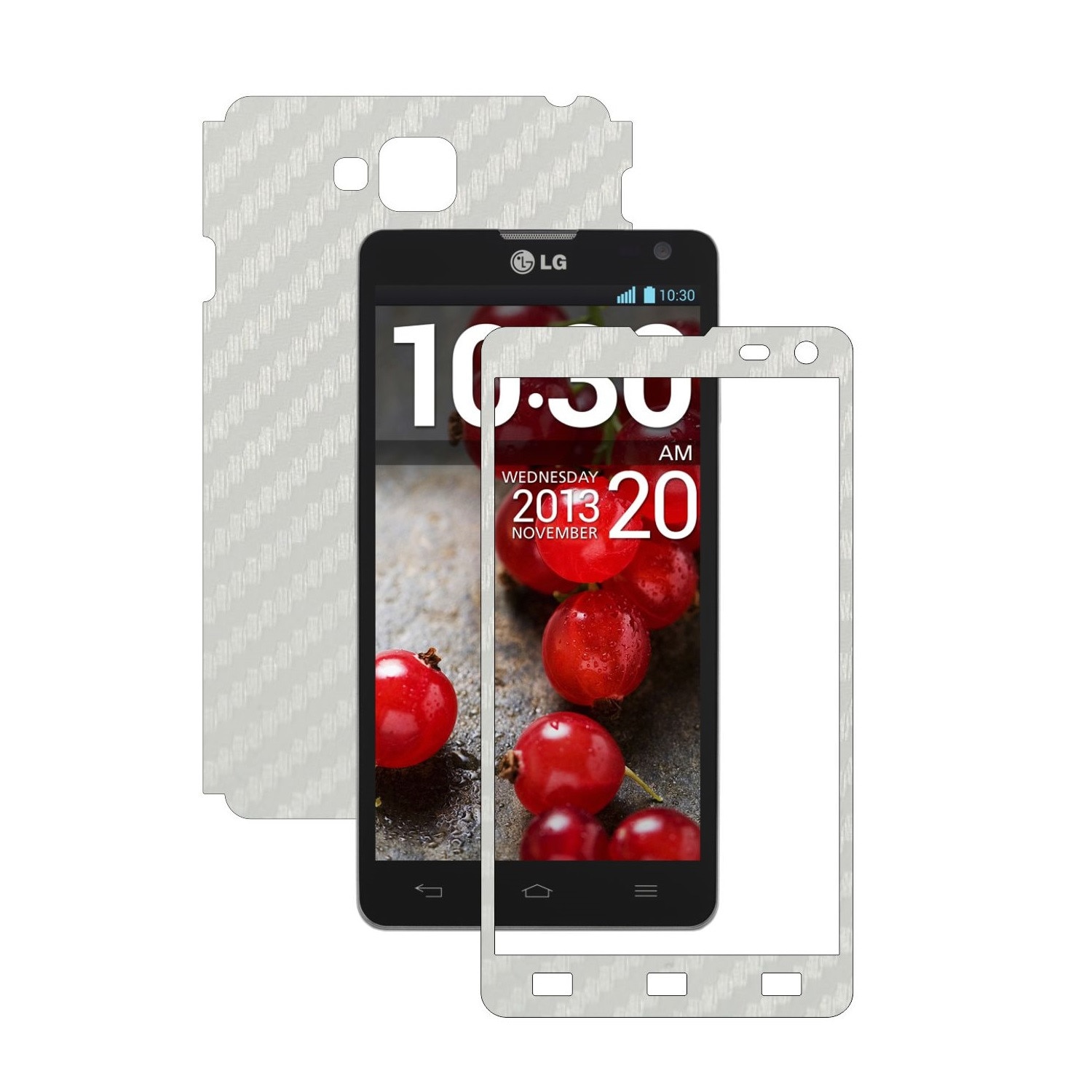 Folie de protectie Carbon Skinz, Husa de tip Skin Adeziv pentru Carcasa, Carbon Alb dedicata LG Optimus L9 II