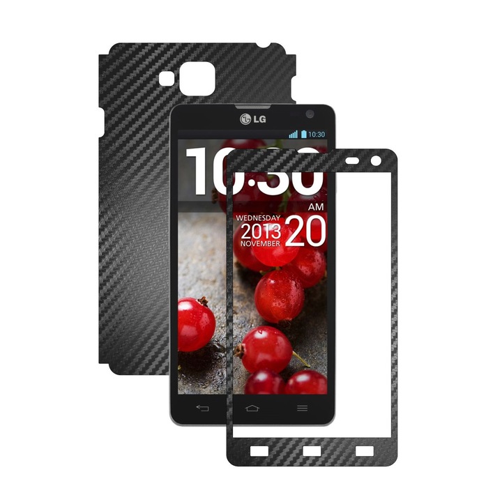Защитно фолио Carbon Skinz, Адхезивно покритие за кожата на кутията, Carbon Black, посветено на LG Optimus L9 II