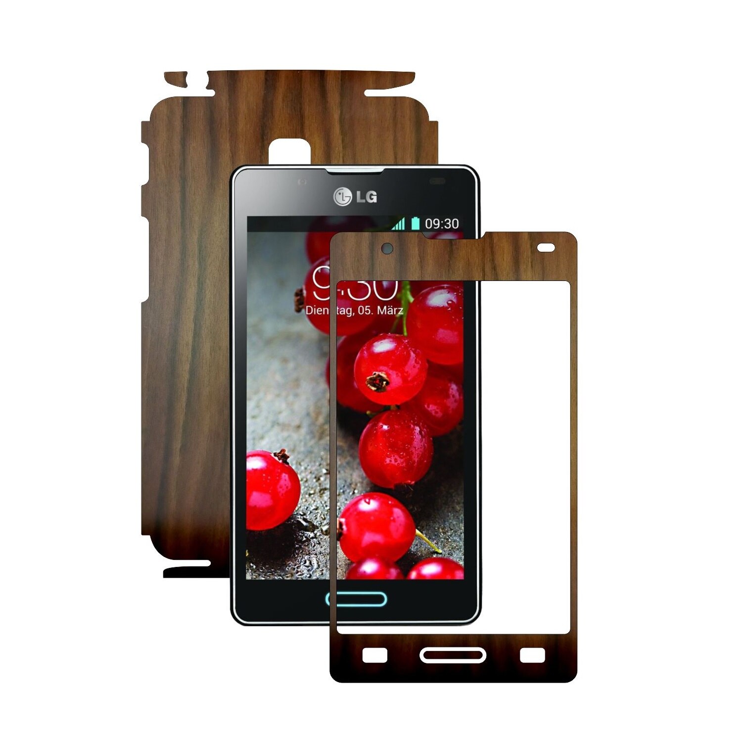 Folie de protectie Carbon Skinz, Husa de tip Skin Adeziv pentru Carcasa, Lemn Nuc Inchis dedicata LG Optimus L7 II