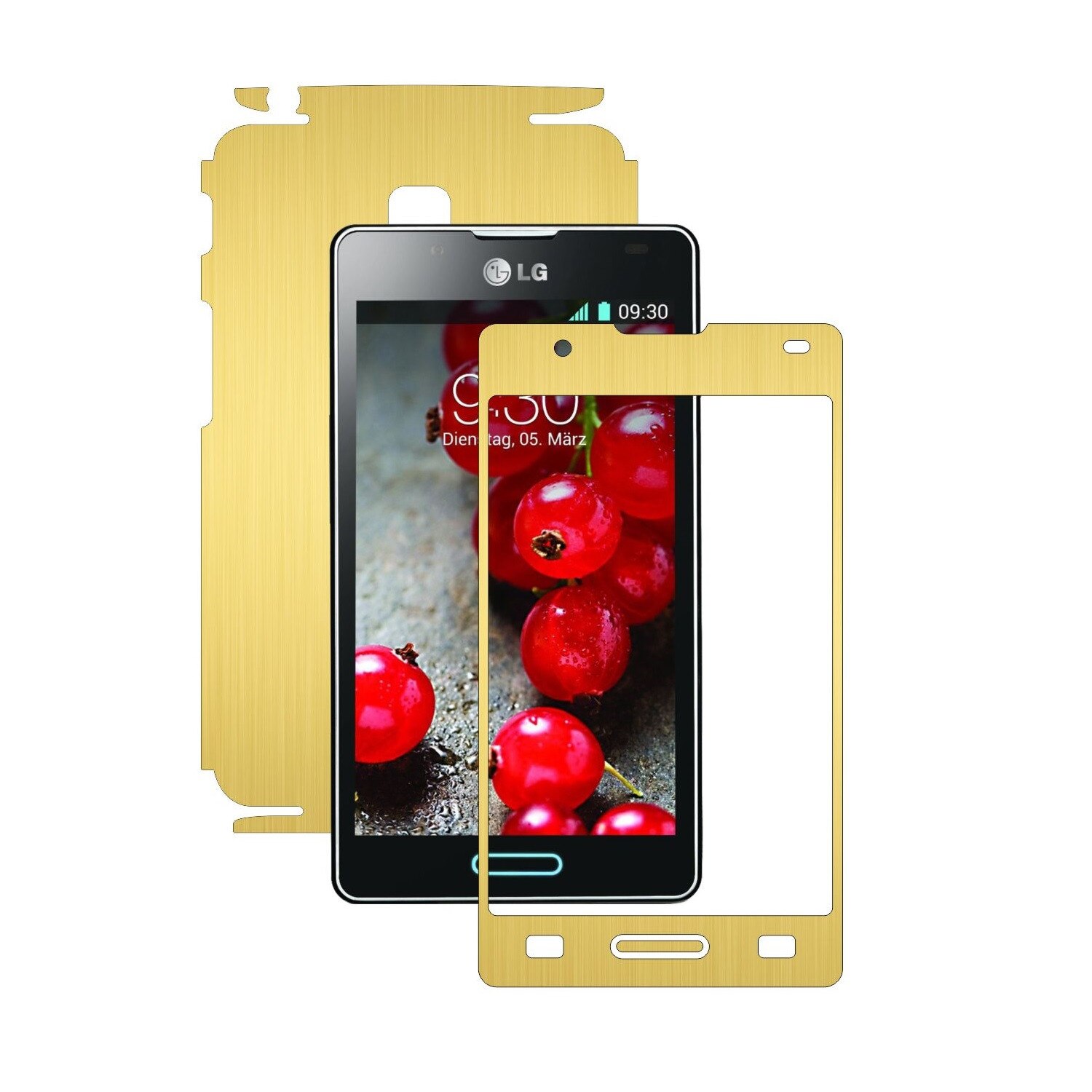 Folie de protectie Carbon Skinz, Husa de tip Skin Adeziv pentru Carcasa, Brushed Auriu dedicata LG Optimus L7 II