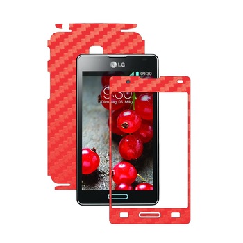 Folie de protectie Carbon Skinz, Husa de tip Skin Adeziv pentru Carcasa, Carbon Rosu dedicata LG Optimus L7 II Folie de protectie Carbon Skinz, Husa de tip Skin Adeziv pentru Carcasa, Carbon Rosu dedicata LG Optimus L7 II