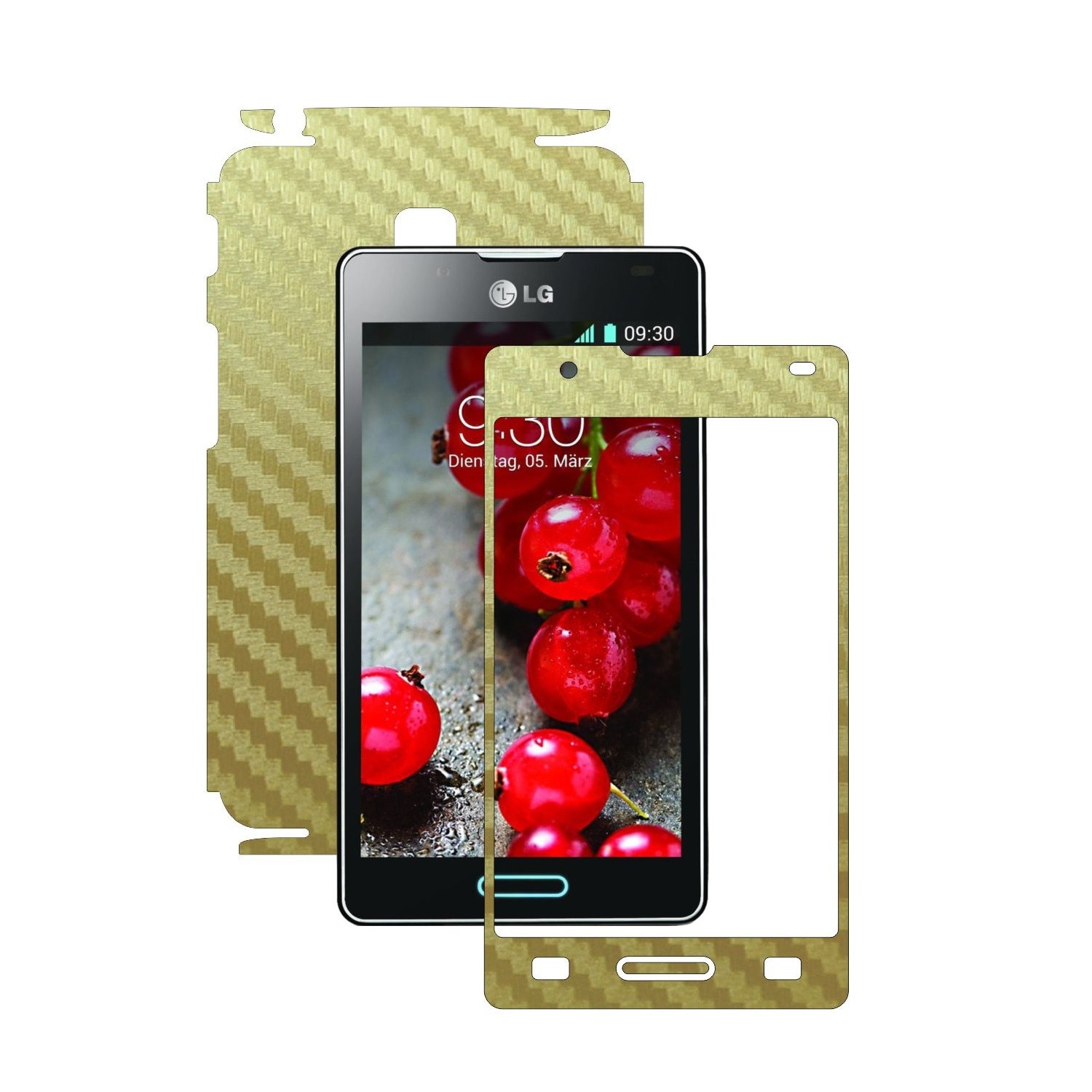 Folie de protectie Carbon Skinz, Husa de tip Skin Adeziv pentru Carcasa, Carbon Auriu dedicata LG Optimus L7 II