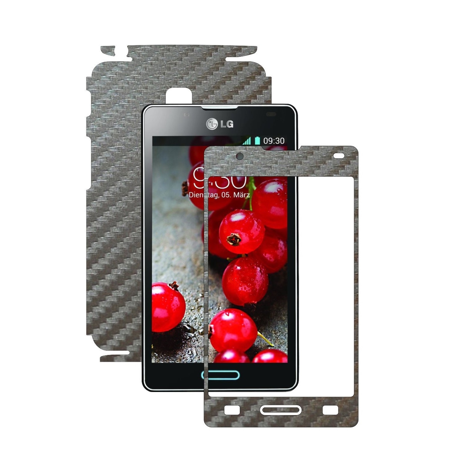 Folie de protectie Carbon Skinz, Husa de tip Skin Adeziv pentru Carcasa, Carbon Gri Argintiu dedicata LG Optimus L7 II