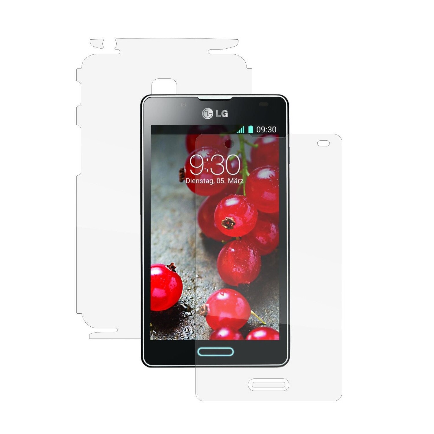 Folie Protectie Full Body Invisible Skinz Ultra-Clear HD, Husa Transparenta de tip Skin Adeziv pentru Carcasa si Ecran, dedicata LG Optimus L7 II