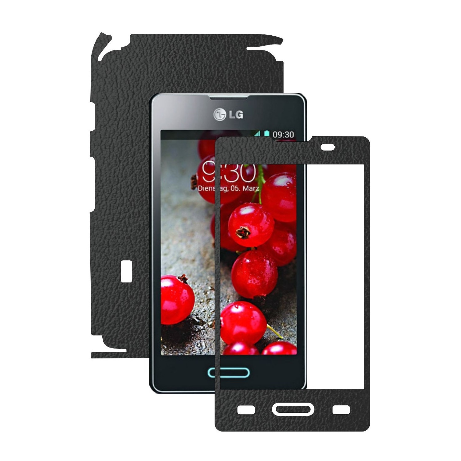 Folie de protectie Carbon Skinz, Husa de tip Skin Adeziv pentru Carcasa, Piele Neagra dedicata LG Optimus L5 II