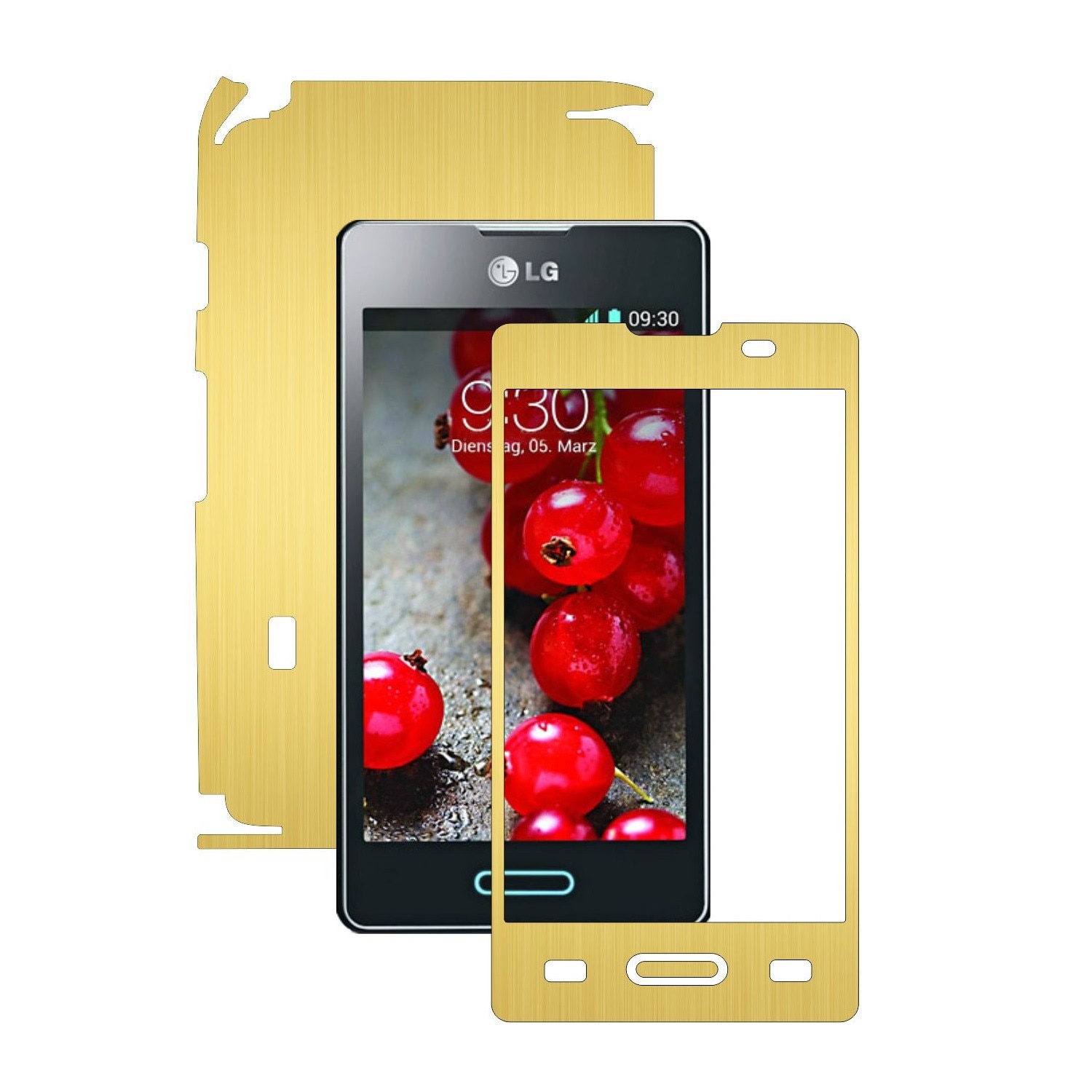 Folie de protectie Carbon Skinz, Husa de tip Skin Adeziv pentru Carcasa, Brushed Auriu dedicata LG Optimus L5 II