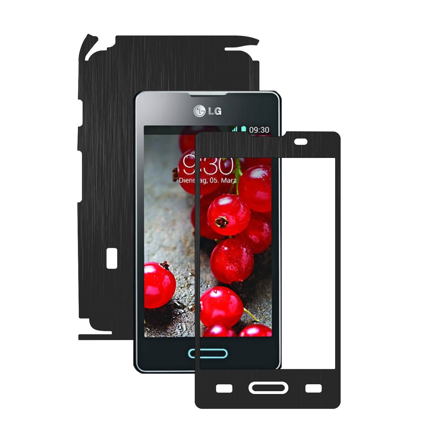 Folie de protectie Carbon Skinz, Husa de tip Skin Adeziv pentru Carcasa, Brushed Negru dedicata LG Optimus L5 II