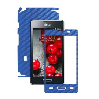 Folie de protectie Carbon Skinz, Husa de tip Skin Adeziv pentru Carcasa, Carbon Albastru dedicata LG Optimus L5 II Folie de protectie Carbon Skinz, Husa de tip Skin Adeziv pentru Carcasa, Carbon Albastru dedicata LG Optimus L5 II