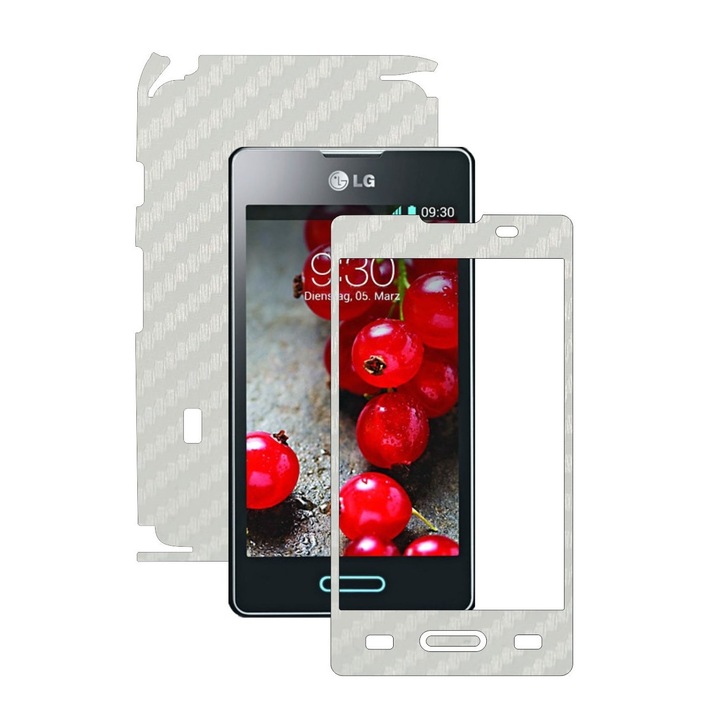 Защитен филм Carbon Skinz, Adhesive Skin Cover for Case, White Carbon, посветен на LG Optimus L5 II