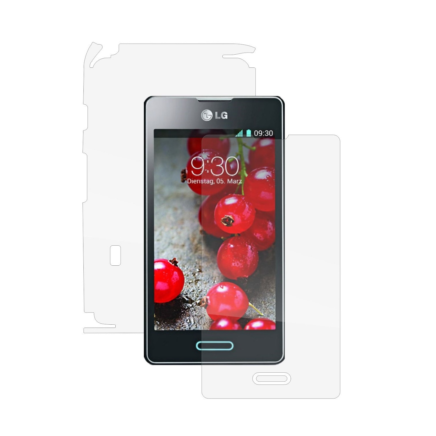 Folie Protectie Full Body Invisible Skinz Ultra-Clear HD, Husa Transparenta de tip Skin Adeziv pentru Carcasa si Ecran, dedicata LG Optimus L5 II