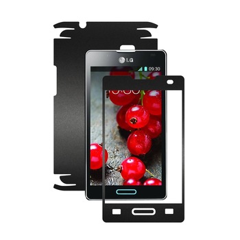 Folie de protectie Carbon Skinz, Husa de tip Skin Adeziv pentru Carcasa, Negru Mat dedicata LG Optimus L4 II Folie de protectie Carbon Skinz, Husa de tip Skin Adeziv pentru Carcasa, Negru Mat dedicata LG Optimus L4 II
