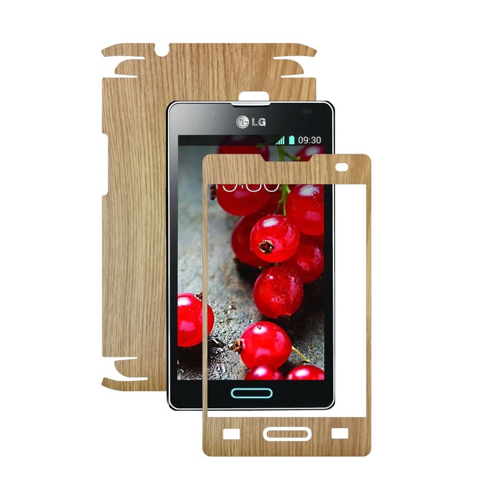 Защитен филм Carbon Skinz, Adhesive Skin Cover for Case, Oak Wood, посветен на LG Optimus L4 II