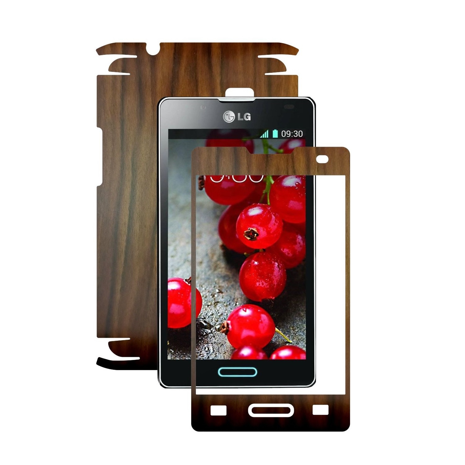 Folie de protectie Carbon Skinz, Husa de tip Skin Adeziv pentru Carcasa, Lemn Nuc Inchis dedicata LG Optimus L4 II