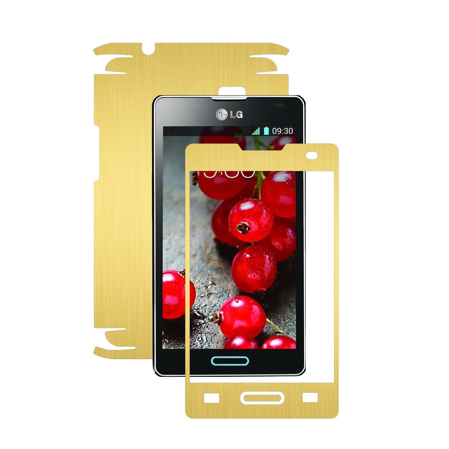 Folie de protectie Carbon Skinz, Husa de tip Skin Adeziv pentru Carcasa, Brushed Auriu dedicata LG Optimus L4 II